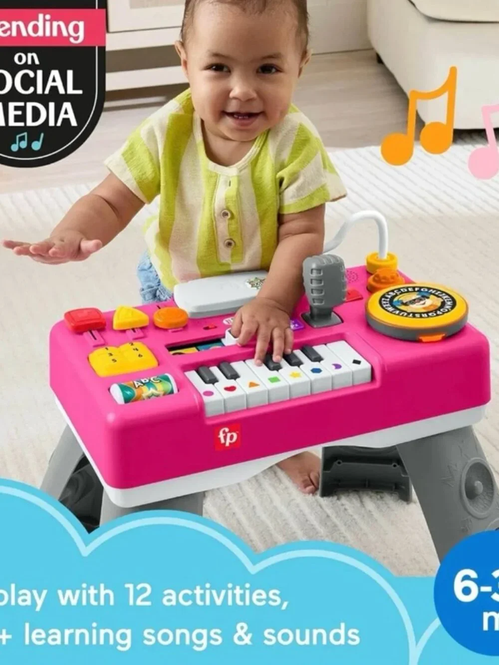Baby & Toddler Laugh & Learn Mix & Learn DJ Educational Table Toy Fisher Price